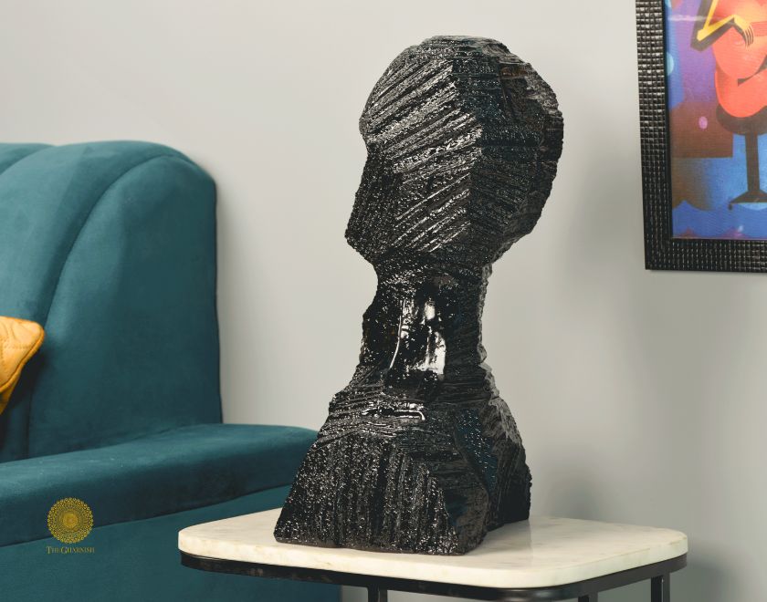 Black contemporary 3D human figurine sculpture by TheGharnish, modern art piece featuring a stylized male human form.