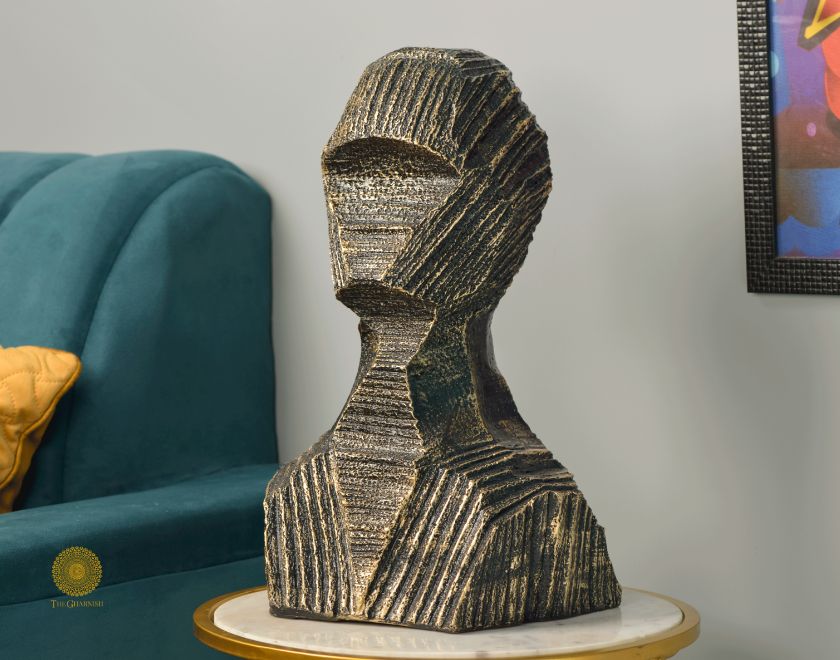 Black contemporary 3D human figurine sculpture by TheGharnish, modern art piece showcasing detailed male form.