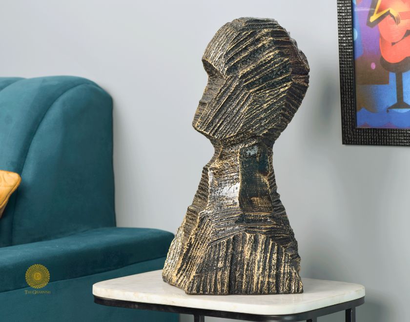 Black contemporary 3D human figurine sculpture by TheGharnish, modern art piece showcasing a stylized male human form.