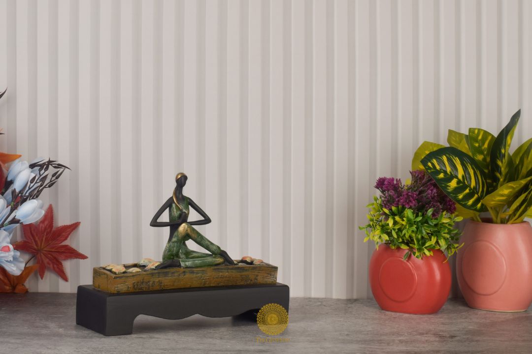 The Calm Yoga Lady posture statue by TheGharnish, a human figurine depicting a peaceful yoga pose on a white base.