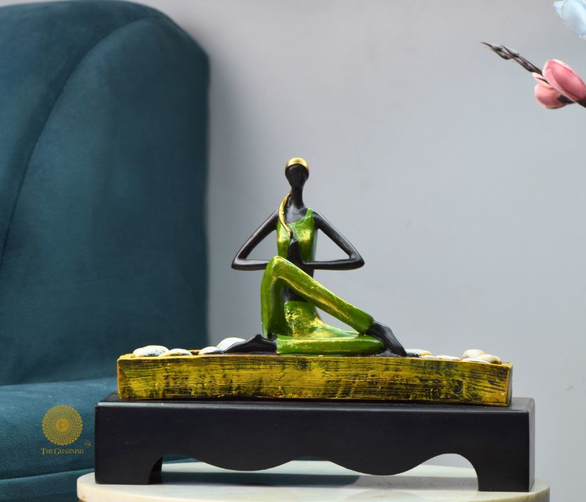 The Calm Yoga Lady posture statue by TheGharnish, a human figurine depicting a serene yoga pose on a plain surface.