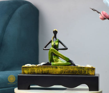 The Calm Yoga Lady posture statue by TheGharnish, a human figurine depicting a serene yoga pose on a plain surface.
