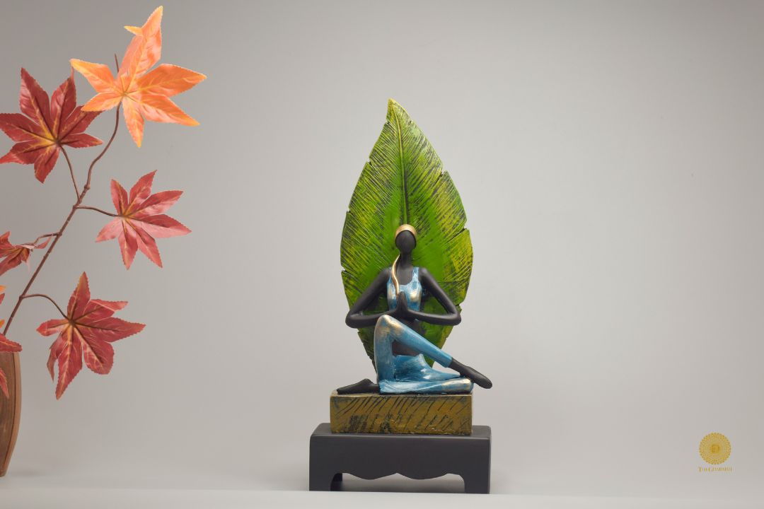 Human figurine of a yoga lady with a leaf, by TheGharnish, showcasing a peaceful pose and detailed craftsmanship.