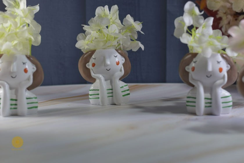 Miniature Cute Girl Face Planter by TheGharnish, featuring a charming face design perfect for small plant display.