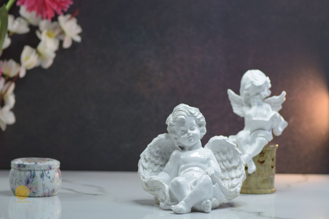 Miniature Sleeping Angel Figurine by TheGharnish, detailed angel with closed eyes and peaceful expression in soft pastel tones.
