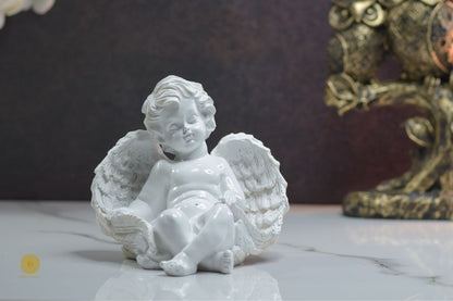 Miniature Sleeping Angel Figurine by TheGharnish, detailed angel with closed eyes and serene expression, crafted in soft pastel tones.