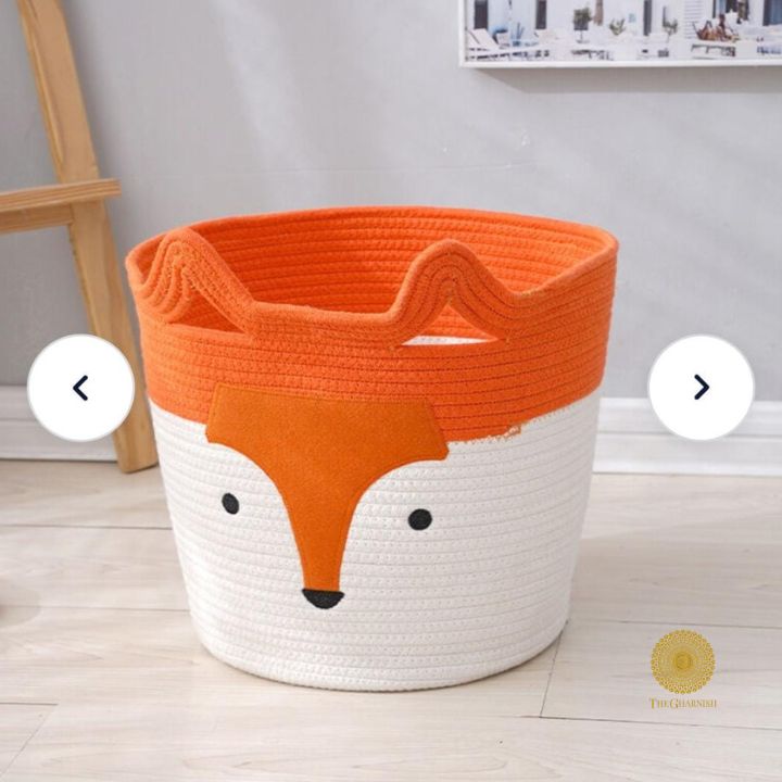 Cute fox  Woven Storage Basket - The Gharnish - A Unit of Satkala Creations