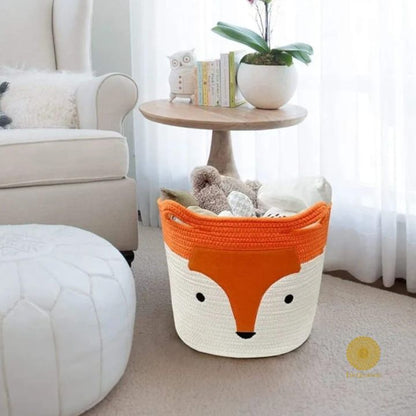 Cute fox  Woven Storage Basket - The Gharnish - A Unit of Satkala Creations