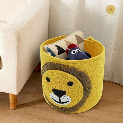 Cute Lion Face Cotton Rope Multipurpose Basket - The Gharnish - A Unit of Satkala Creations