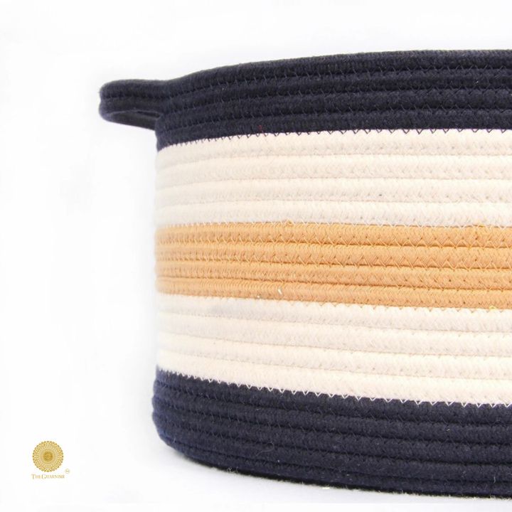 Set of three TheGharnish cotton rope storage baskets in trio color, versatile for organizing household items.