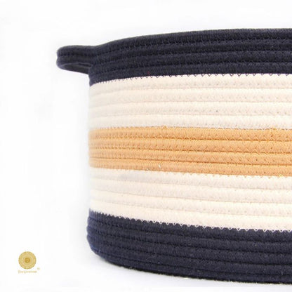 Set of three TheGharnish cotton rope storage baskets in trio color, versatile for organizing household items.