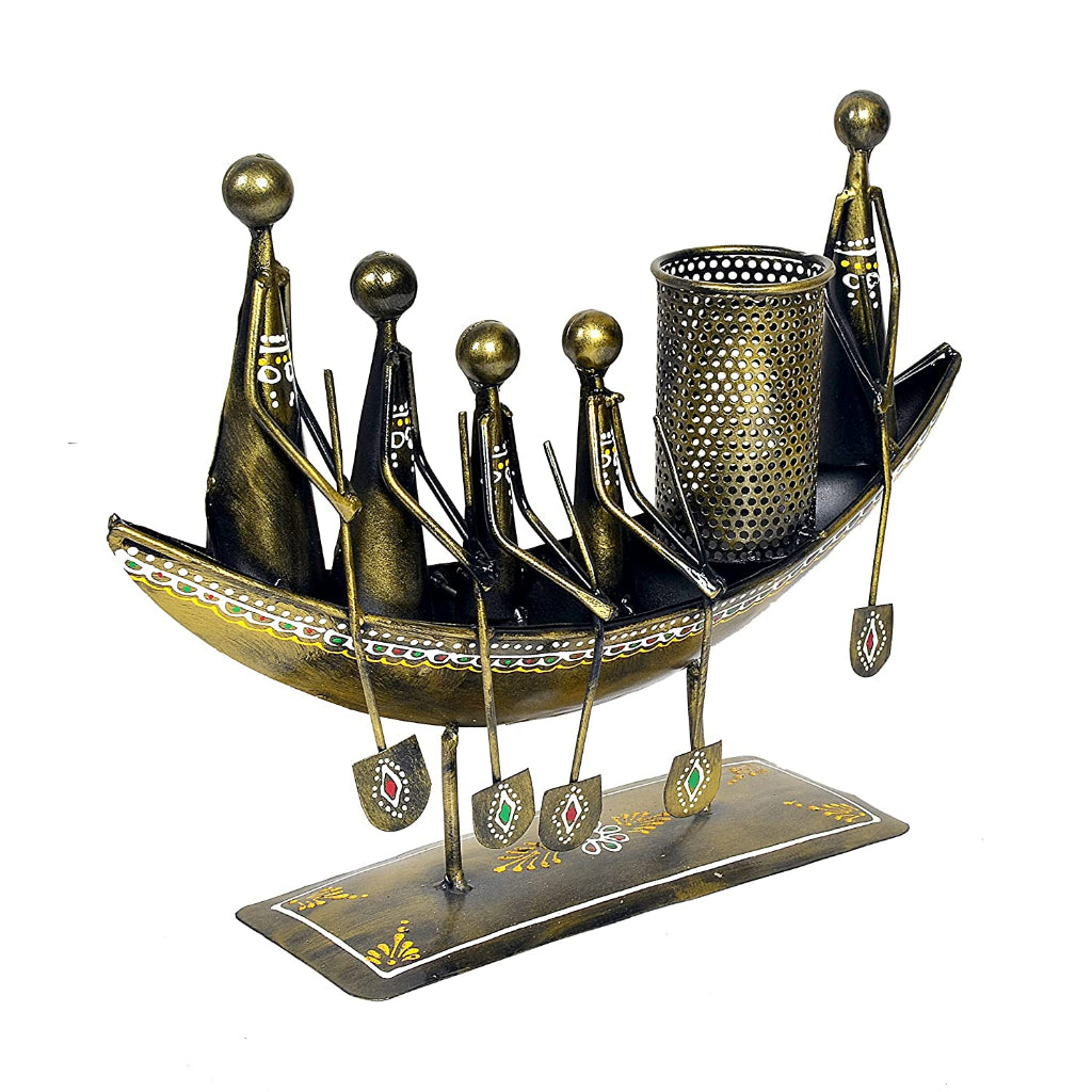 Antique Boat with 5 Men Pen Stand - The Gharnish - A Unit of Satkala Creations