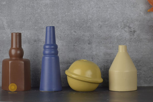 Set of 4 Contemporary Modern Vases - The Gharnish - A Unit of Satkala Creations