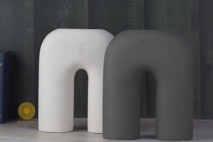 U Shape Contemporary Boho Vase - Black - The Gharnish - A Unit of Satkala Creations