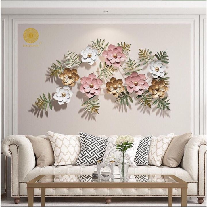 Beautiful metallic flower wall art by TheGharnish, 48 x 24 inches, showcasing intricate floral metal design for modern home decor.