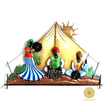 Desert camp folk music wall art by TheGharnish, 28x17 inch wall decor featuring desert scene and folk musical elements.