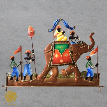 Maharaj Sawari Metallic Wall Art ( 28 x 20 Inches ) - The Gharnish - A Unit of Satkala Creations