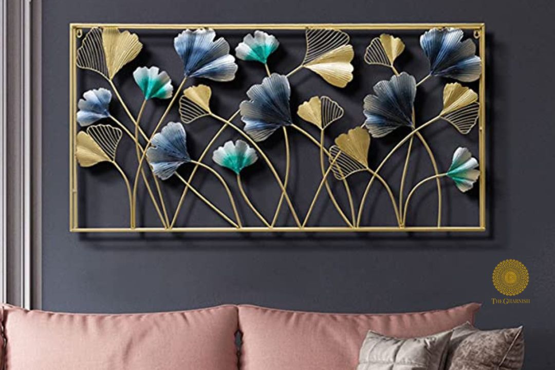 Metallic leaf frame wall art by TheGharnish featuring a 48x24 inch decorative leaf design for wall decoration.