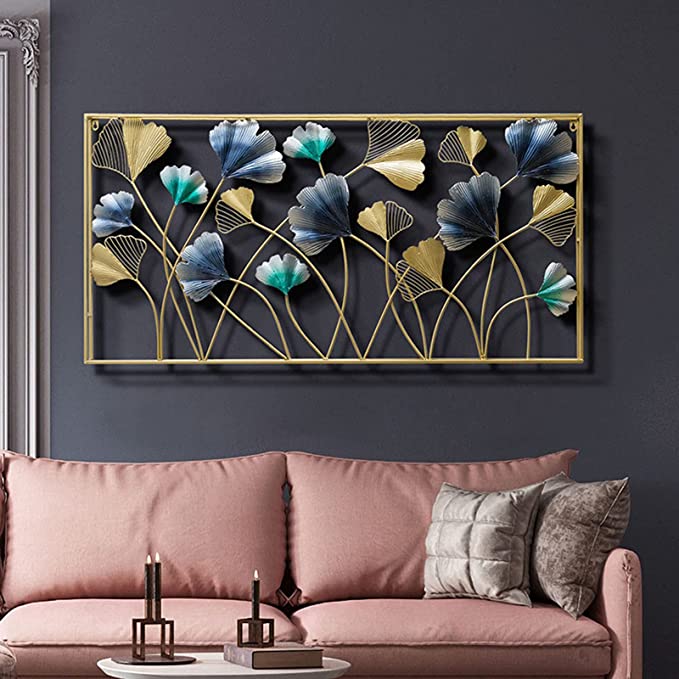 Metallic leaf frame wall art by TheGharnish, 48 x 24 inches, featuring a stylish leaf design in a metallic finish.
