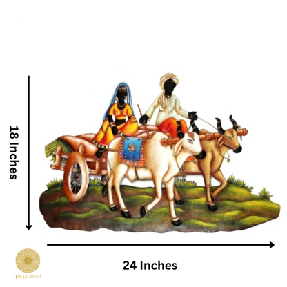 Village Bullock Cart Metallic Wall Art (24 x 18 Inches) - The Gharnish - A Unit of Satkala Creations