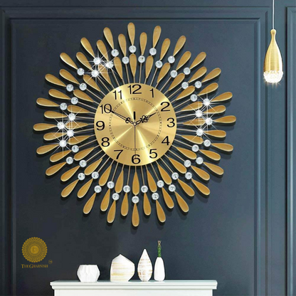 Black metallic Diamonds wall clock by TheGharnish, 24x24 inches, featuring a modern geometric design.