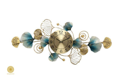 Floral Metallic Wall Hanging Clock - 48 x 18 Inches - The Gharnish - A Unit of Satkala Creations