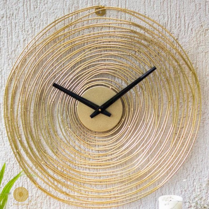 Golden Wire Net Wall Clock (24 Inches Dia) - The Gharnish - A Unit of Satkala Creations