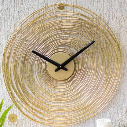 Golden Wire Net Wall Clock (24 Inches Dia) - The Gharnish - A Unit of Satkala Creations