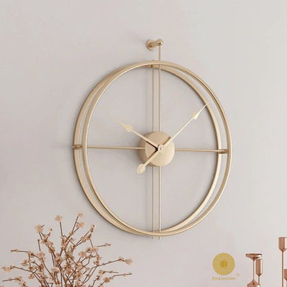 Metallic Double Wheel Wall Clock - Gold (24 Inches Dia) - The Gharnish - A Unit of Satkala Creations