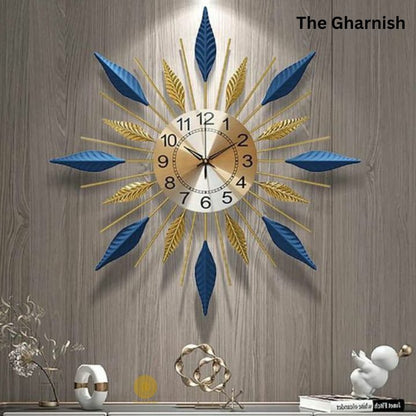 Metallic Sunburst Numeric Wall Clock ( 24 Inches Dia ) - The Gharnish - A Unit of Satkala Creations
