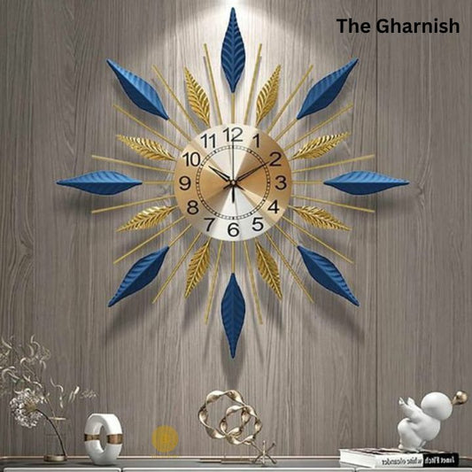 Metallic Sunburst Numeric Wall Clock ( 24 Inches Dia ) - The Gharnish - A Unit of Satkala Creations
