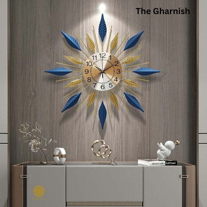 Metallic Sunburst Numeric Wall Clock ( 24 Inches Dia ) - The Gharnish - A Unit of Satkala Creations