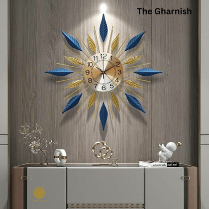 Metallic Sunburst Numeric Wall Clock ( 24 Inches Dia ) - The Gharnish - A Unit of Satkala Creations