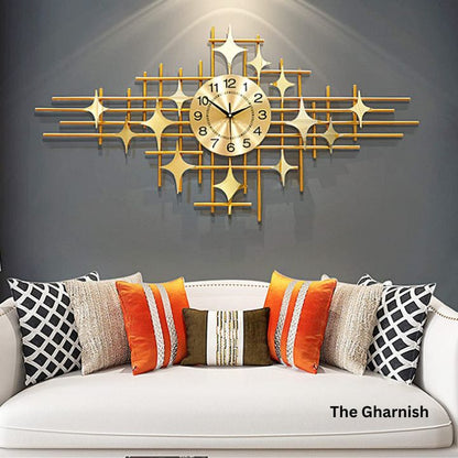Modern Decorated Metallic Wall Clock (48x24 Inches) - The Gharnish - A Unit of Satkala Creations