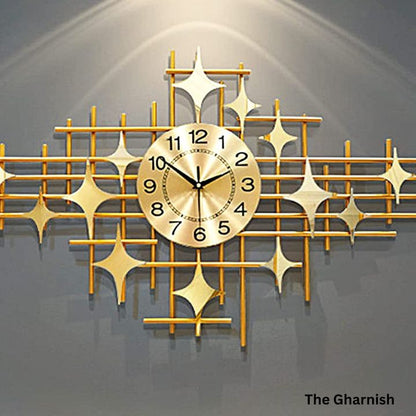 Modern Decorated Metallic Wall Clock (48x24 Inches) - The Gharnish - A Unit of Satkala Creations
