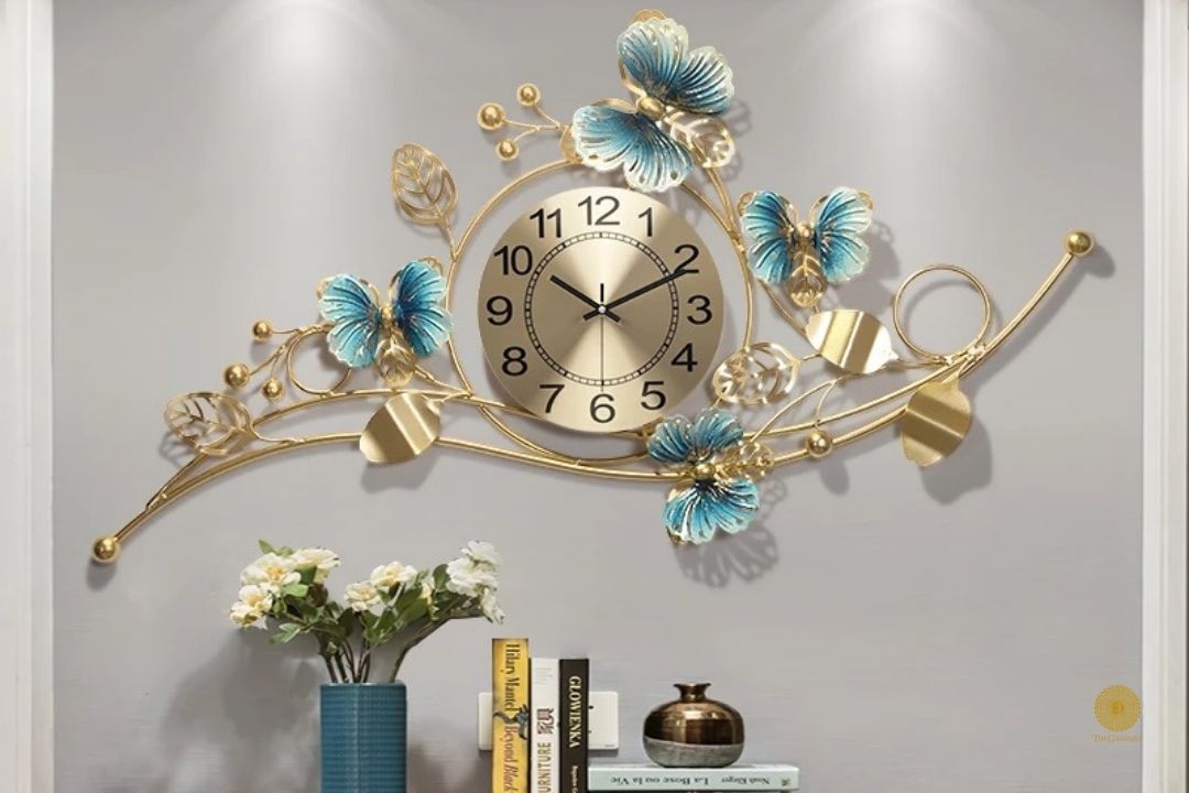 Spring & Butterfly Wall Clock - 36 x 21 Inches - The Gharnish - A Unit of Satkala Creations