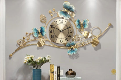 Spring & Butterfly Wall Clock - 36 x 21 Inches - The Gharnish - A Unit of Satkala Creations