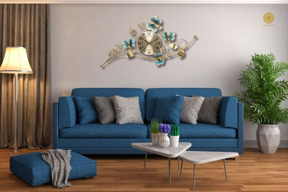 Spring & Butterfly Wall Clock - 36 x 21 Inches - The Gharnish - A Unit of Satkala Creations