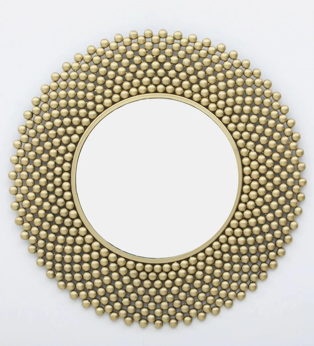 Designer House of Beads wall mirror by TheGharnish, 24-inch diameter with intricate bead frame, stylish home decor accessory.