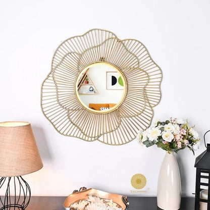 Designer Flower Wall Mirror (24 Inches Dia) - The Gharnish - A Unit of Satkala Creations