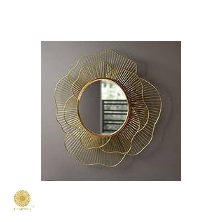 Designer Flower Wall Mirror (24 Inches Dia) - The Gharnish - A Unit of Satkala Creations