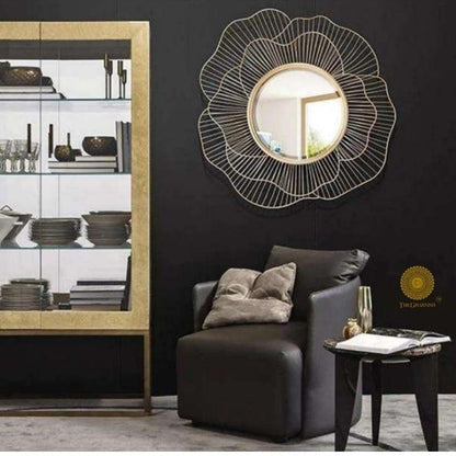 Designer Flower Wall Mirror (24 Inches Dia) - The Gharnish - A Unit of Satkala Creations