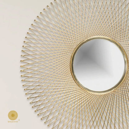 Metallic sticks wall mirror by TheGharnish featuring a 30-inch diameter round design with a modern, reflective surface.