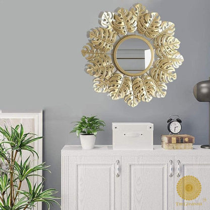 Spectacular metallic leaf wall mirror by TheGharnish, 24-inch decorative wall mirror with a leaf-inspired frame.