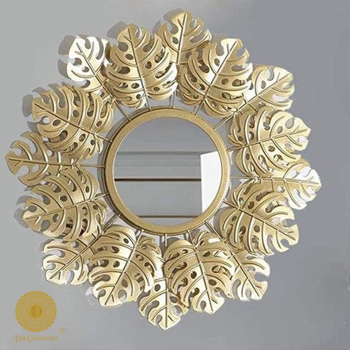 Spectacular metallic leaf wall mirror by TheGharnish, 24-inch decorative mirror with a stylish metallic leaf frame.