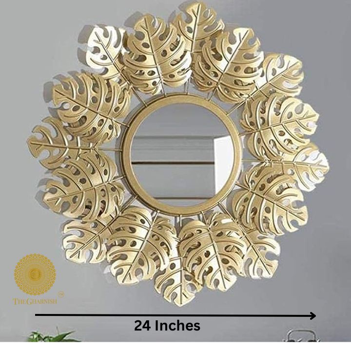 Spectacular metallic leaf wall mirror by TheGharnish, 24-inch decorative mirror with a shiny leaf design for elegant wall decor.