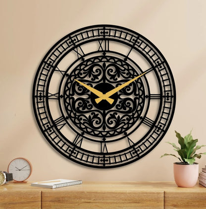 Silent Unique Wall Clock, Large Metal Wall Clock, 3D metal wall clock, metal art wall clock, Large Geometric Metal Clock - The Gharnish - A Unit of Satkala Creations