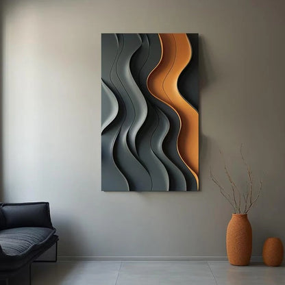 Asthetic Wooden Textured Carving Waves 3D Wall Art Panel