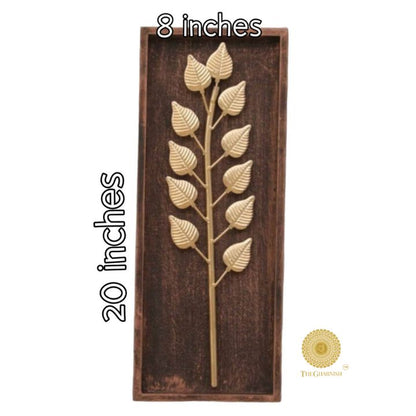 Wooden Wall Art leaf wall decor in a natural wooden frame, 8x20 inches, featuring a carved leaf design for stylish home decoration.