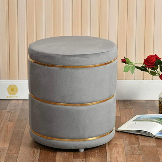 Ottoman Fabric Pouffe - Grey